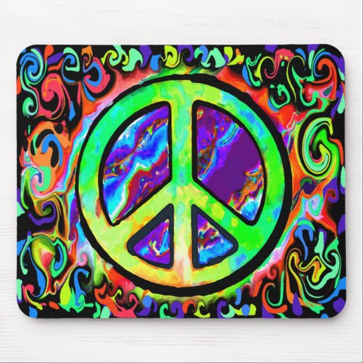 Psychedelic fredstecken mus matta