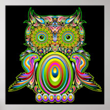 Psychedelic Popart för uggla affisch