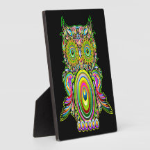 Psychedelic Popart för uggla platta Uppvisning Plack