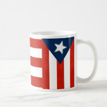 Puerto Rican flagga av röda randiga hjärtor Kaffe Kopp