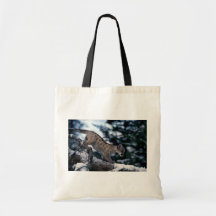 Puma-barn unge i snöig träd tote bag