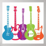 Punk Retro gitarrer för vintage Print
