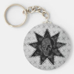Punk skalle Keychain (grått) Nyckelring