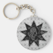Punk skalle Keychain (grått) Nyckelring