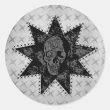 Punk skalleklistermärkear, svart och grått