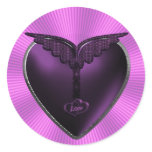 Purple Heart With Wings Sticker
