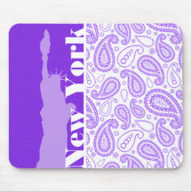 Purple Paisley; NYC, statue of liberty Mouse Pad