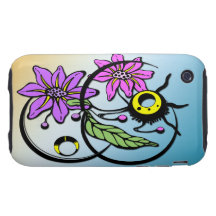 Purpurfärgad abstrakt blommigt - & Fodral-Matt ros iPhone 3 Tough Fodraler