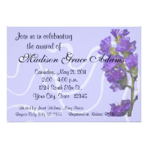 Purpurfärgad blom- baby shower Invititation Kort För Inbjudningar