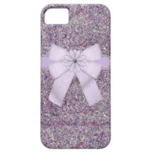 Purpurfärgad Digital glitter-, pilbåge- & blommaiP iPhone 5 Cases