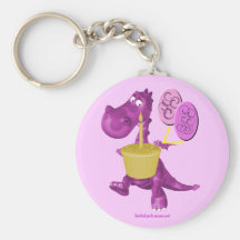Purpurfärgad drakemuffin och ballonger Keychain Nyckelringar
