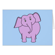 Purpurfärgad elefant. Tecknad Kort