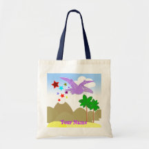 Purpurfärgad för Vulcano för Pteranodon färgstjärn Tote Bags
