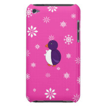 Purpurfärgad pingvinrosa- och vitsnöflingor barely there iPod covers