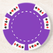Purpurfärgad poker och dobbelchip dryck underlägg
