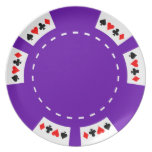 Purpurfärgad poker och dobbelchip tallrik