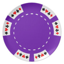 Purpurfärgad poker och dobbelchip tallrik