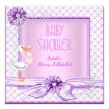 Purpurfärgad rosa baby showerflickablommigt tillkännagivande