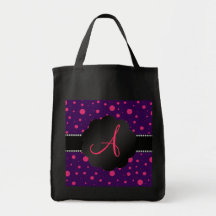 Purpurfärgad rosa polka dots för Monogram Tygkassar