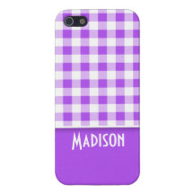 Purpurfärgad rutig Gingham; Gulligt iPhone 5 Cases