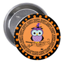 Purpurfärgad uggla i häxahatten Halloween Pins