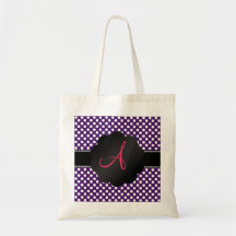 Purpurfärgad vitpolka dots för Monogram Tygkassar