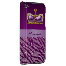 Purpurfärgad zebra tryck för Princess Kröna Faux B iPod Touch Cases