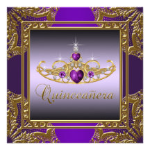 Purpurfärgade guld- Tiaralilor Quinceanera Personliga Inbjudan