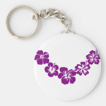 Purpurfärgade hibiskusleis nyckel ring