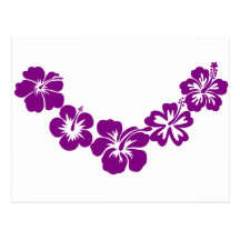 Purpurfärgade hibiskusleis vykort