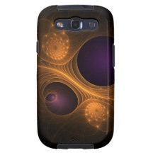 Purpurfärgade och orange fractalgalaxer galaxy s3 fodral