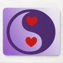 Purpurfärgade Yin Yang hjärtor Mus Matta