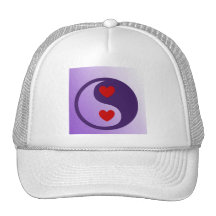 Purpurfärgade Yin Yang hjärtor Trucker Keps