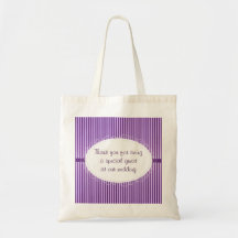 Purpurfärgat Stripey mönsterbröllop Tote Bag