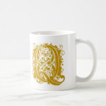 Q Monogram Wedding Gold Mugs Cups and Steins