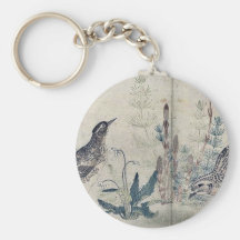 Quail och Meadowlark vid Kitagawa, Utamaro Ukiyoe Nyckelring