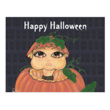 Quantum unge i en Halloween pumpa Vykort