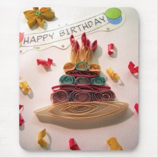 Quilling födelsedagtårta musmatta