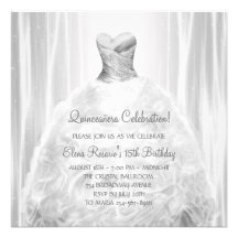 Quinceanera för partyklänningvit inbjudningar