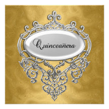 quinceañera för quinceañeraguld- och silverinbjuda