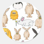 Rabbits. Runda Klistermärken