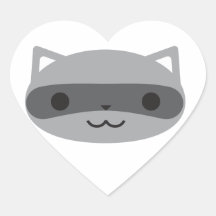 Raccoon Hjärtklistermärken