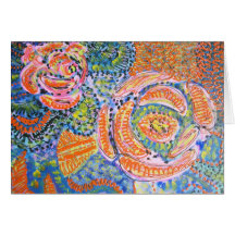 Räcka målade Flores Hälsningskort
