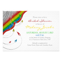 Rainbow Glitter Look Floral Bridal Shower inbjudningar