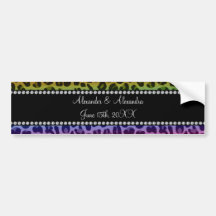 Rainbow leopard pattern wedding favors bumper stickers