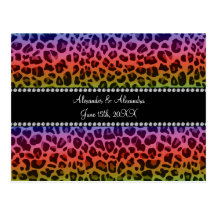 Rainbow leopard pattern wedding favors post cards