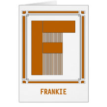 Raksträckan fodrar art déco med monogramen, brev F Hälsnings Kort