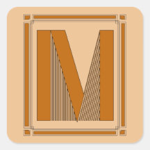 Raksträckan fodrar art déco med monogramen, brev M Fyrkantigt Klistermärke