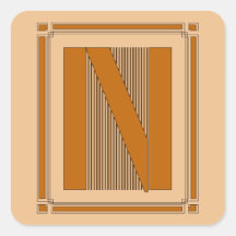 Raksträckan fodrar art déco med monogramen, brev N Fyrkantigt Klistermärke