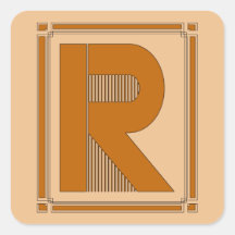 Raksträckan fodrar art déco med monogramen, brev R Klistermärke